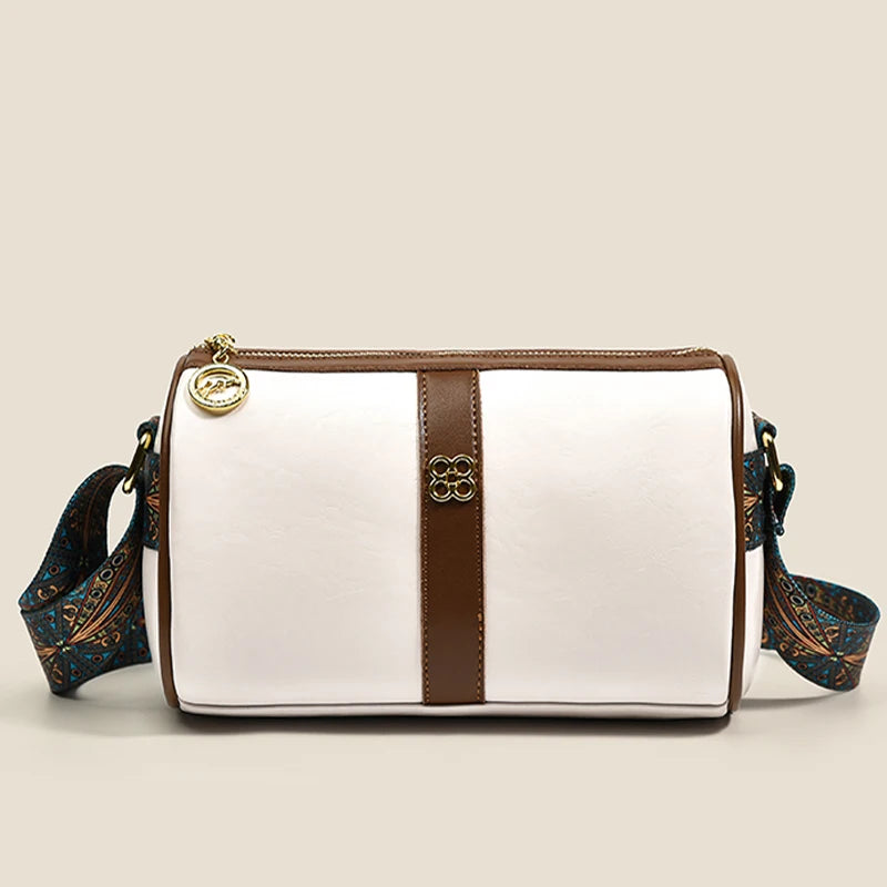 Vintage Leather Shoulder Bag Women Panelled Purses Handbags Crossbody Bag