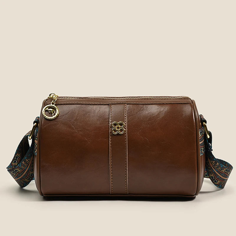 Vintage Leather Shoulder Bag Women Panelled Purses Handbags Crossbody Bag