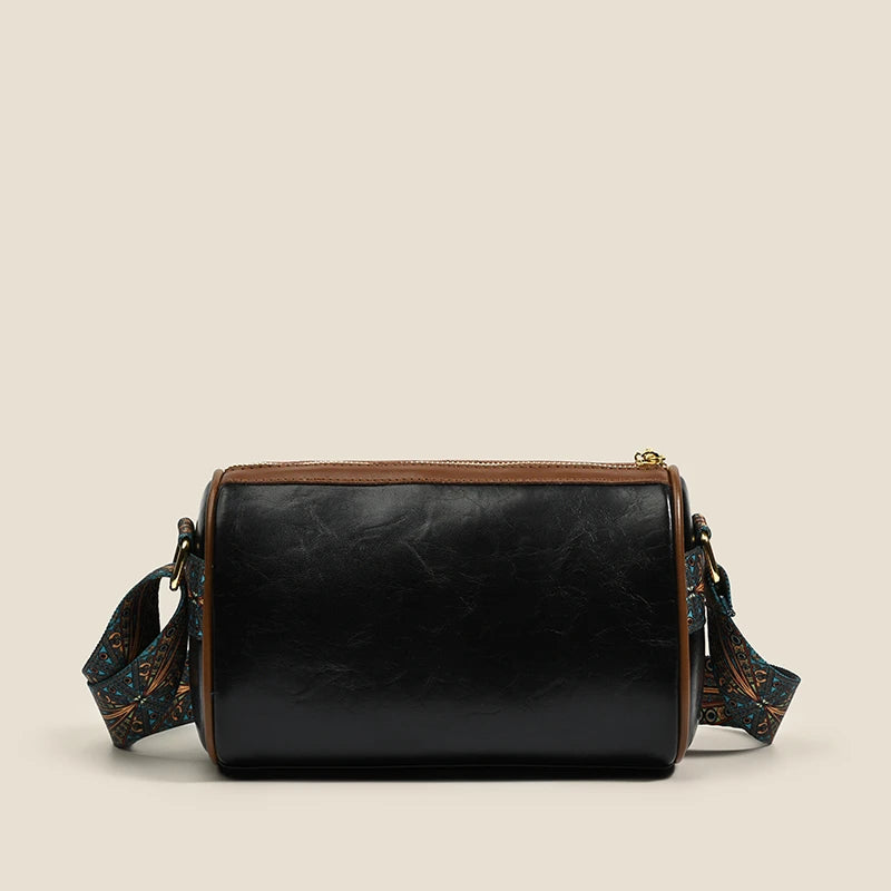 Vintage Leather Shoulder Bag Women Panelled Purses Handbags Crossbody Bag