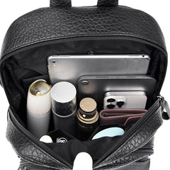 Vintage Leather Women's Waterproof Zipper Backpack Casual Travel Bag