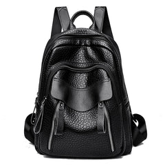 Vintage Leather Women's Waterproof Zipper Backpack Casual Travel Bag