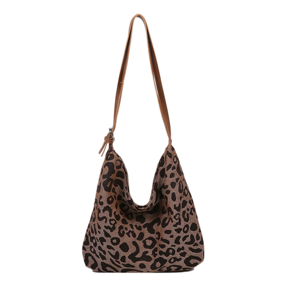 Vintage Leopard Shoulder Underarm Bag Women Large Casual All-match