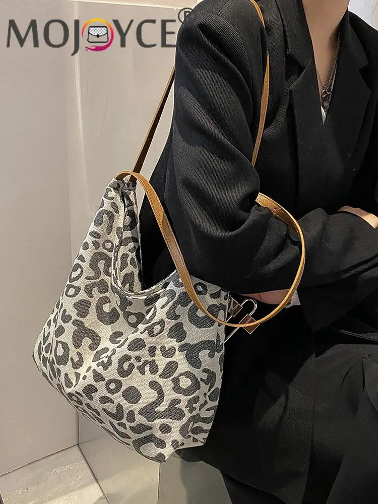 Vintage Leopard Shoulder Underarm Bag Women Large Casual All-match