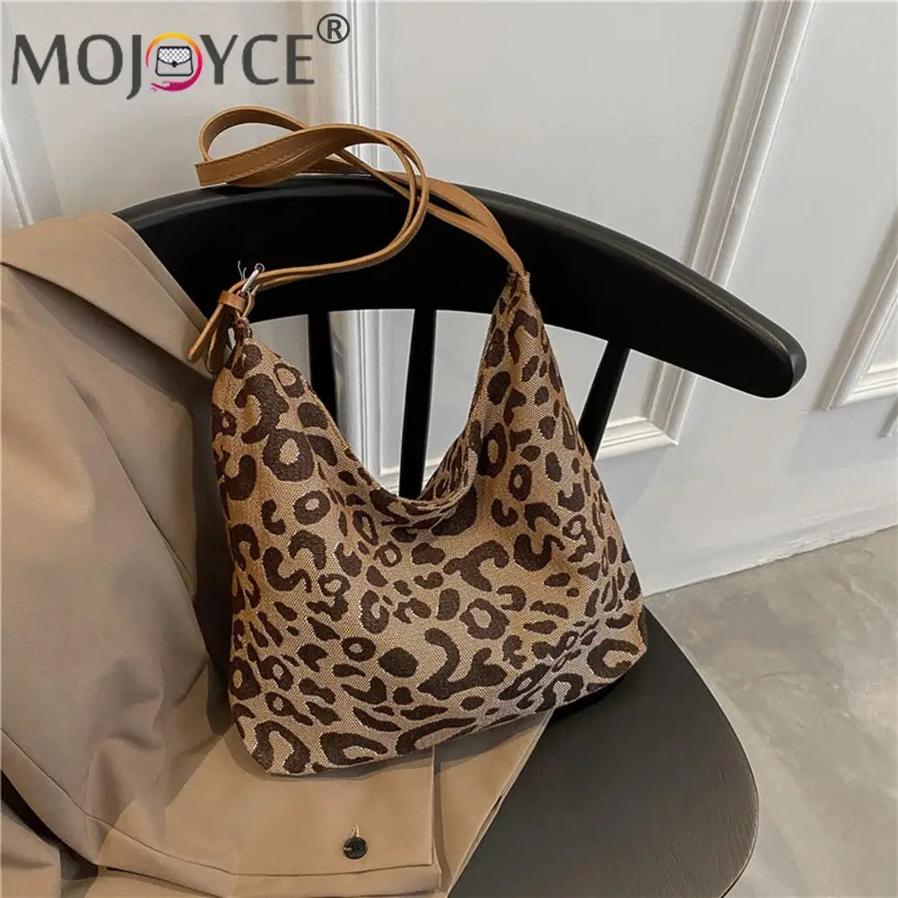 Vintage Leopard Shoulder Underarm Bag Women Large Casual All-match