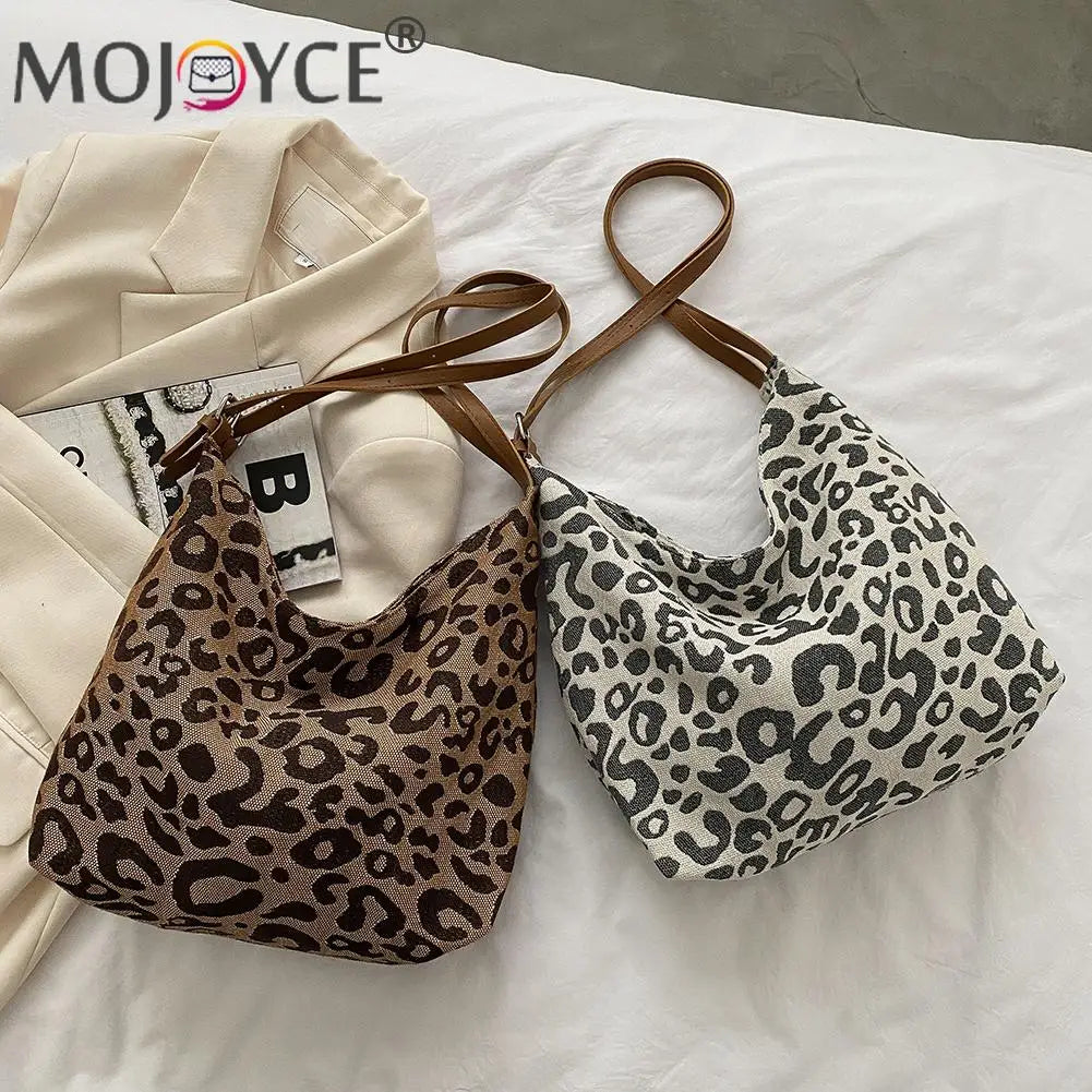 Vintage Leopard Shoulder Underarm Bag Women Large Casual All-match