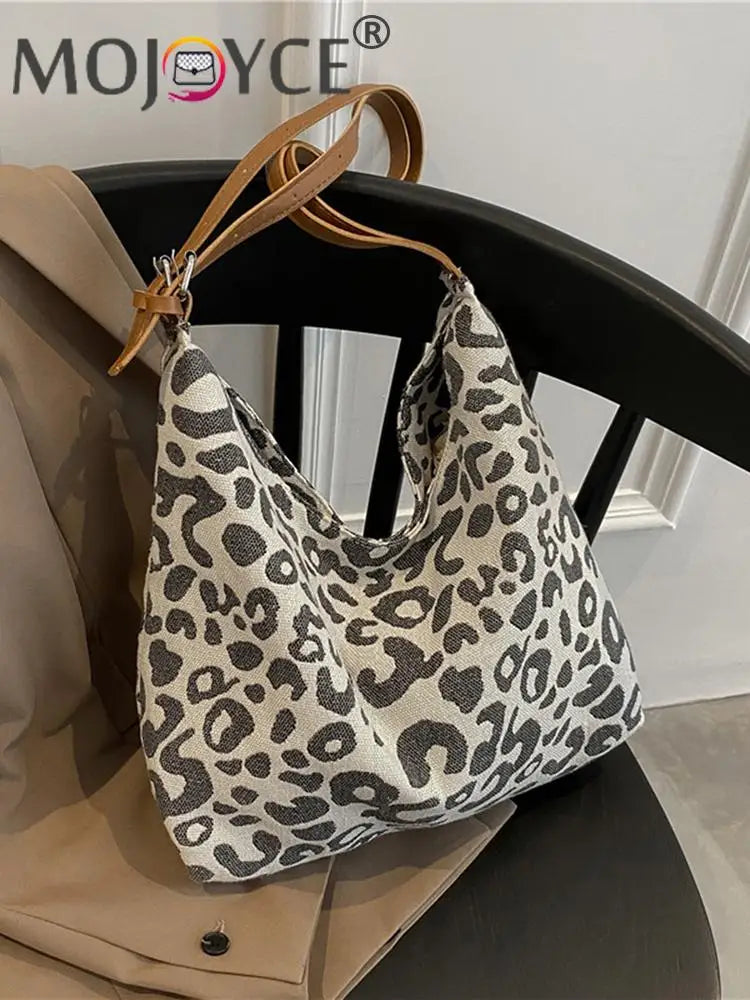 Vintage Leopard Shoulder Underarm Bag Women Large Casual All-match