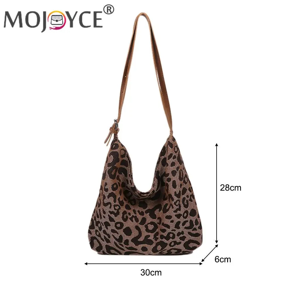 Vintage Leopard Shoulder Underarm Bag Women Large Casual All-match