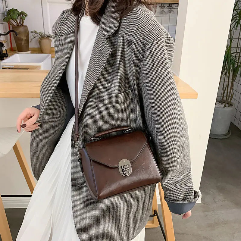 Vintage Leather Shoulder Crossbody Bag Soft Handbag Purse