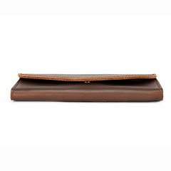 Vintage Long Men's Wallet Cow Leather Phone Purse Money Bag Brown