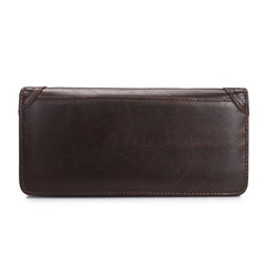 Vintage Men's Leather Long Wallet Thin Purse Multi-card Clutch Organizer