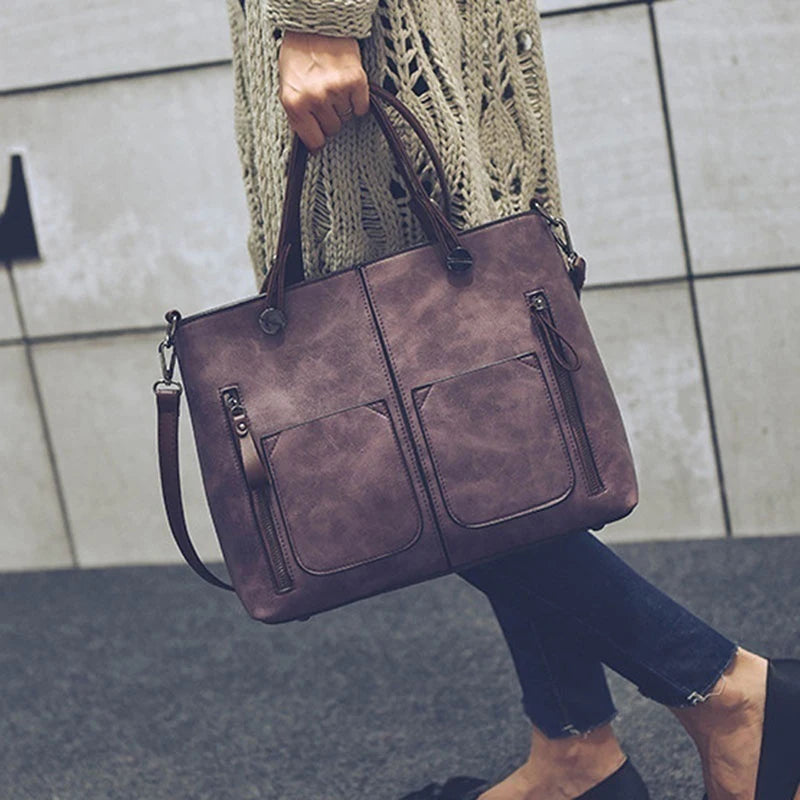 Vintage Leather Totes Bag Women Handbag Messenger Clutch Winter Bolsa