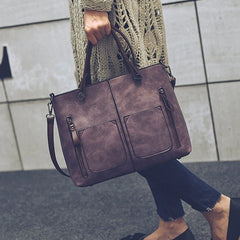 Vintage Leather Totes Bag Women Handbag Messenger Clutch Winter Bolsa