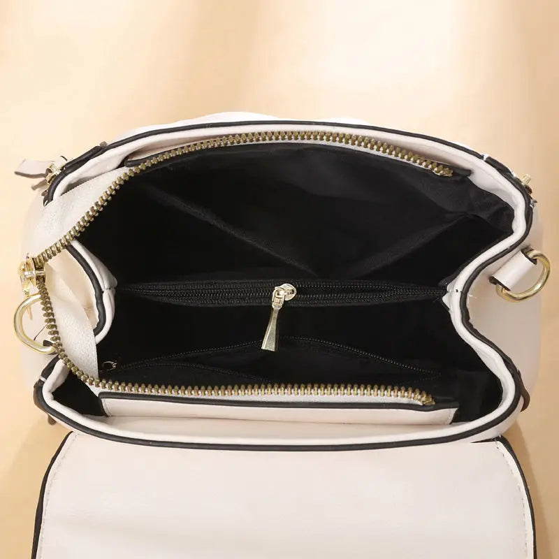 Plaid Leather Crossbody Bag for Women