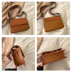 Vintage Ladies Small Crossbody Shoulder Bag Contrast Leather Messenger Purse