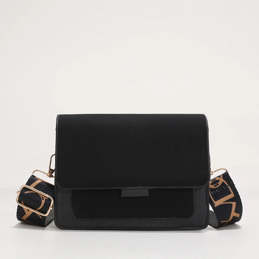 Vintage Ladies Small Crossbody Shoulder Bag Contrast Leather Messenger Purse