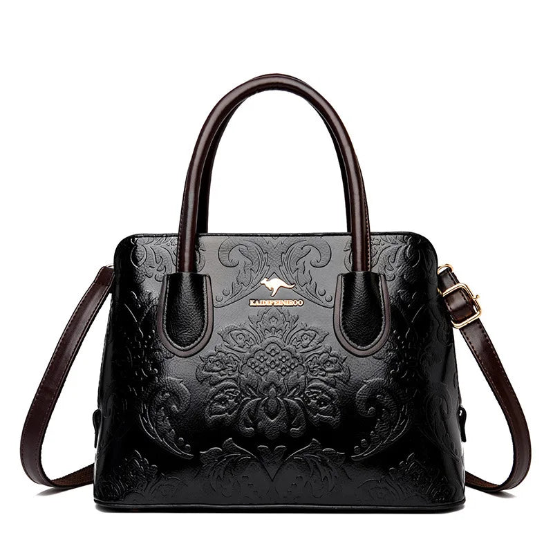 Vintage Women's Handbag Famous Leather Printing Crossbody Bag