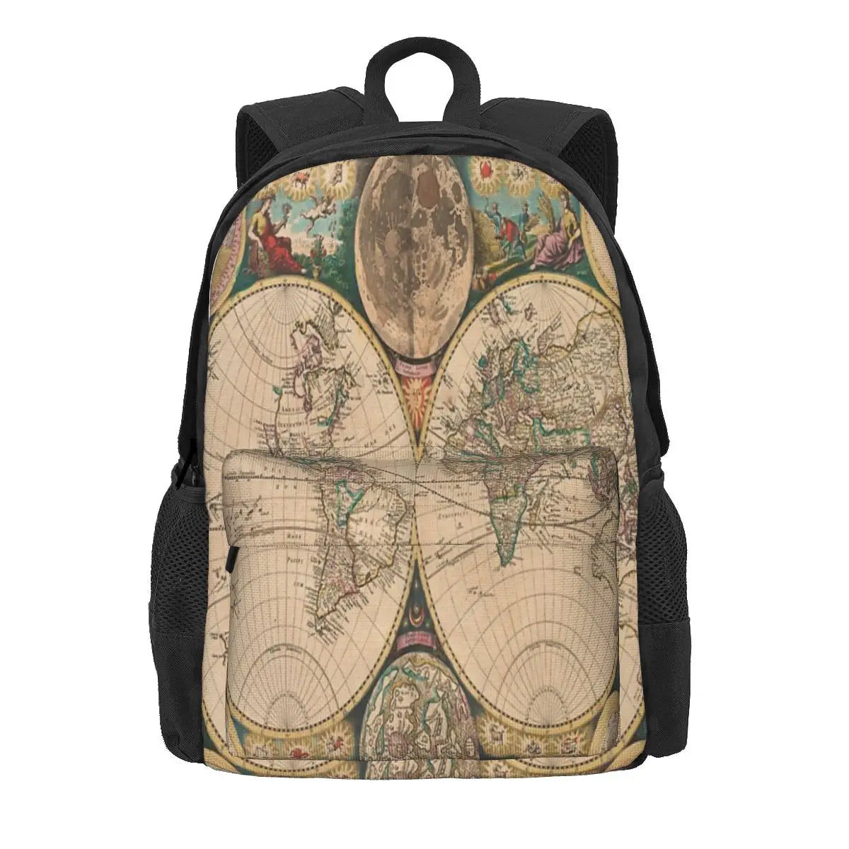 Vintage Map Of The World 1672 Backpack Men's Women Anime
