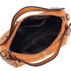 Vintage Matte Leather Handbag Women High Shoulder Crossbody Bags