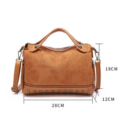 Vintage Matte Leather Handbag Women High Shoulder Crossbody Bags