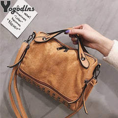 Vintage Matte Leather Handbag Women High Shoulder Crossbody Bags
