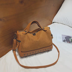 Vintage Matte Leather Handbag Women High Shoulder Crossbody Bags