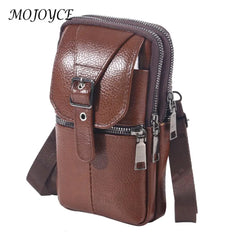 Vintage Men Waist Fanny Pack Cowhide Leather Shoulder Crossbody Bag
