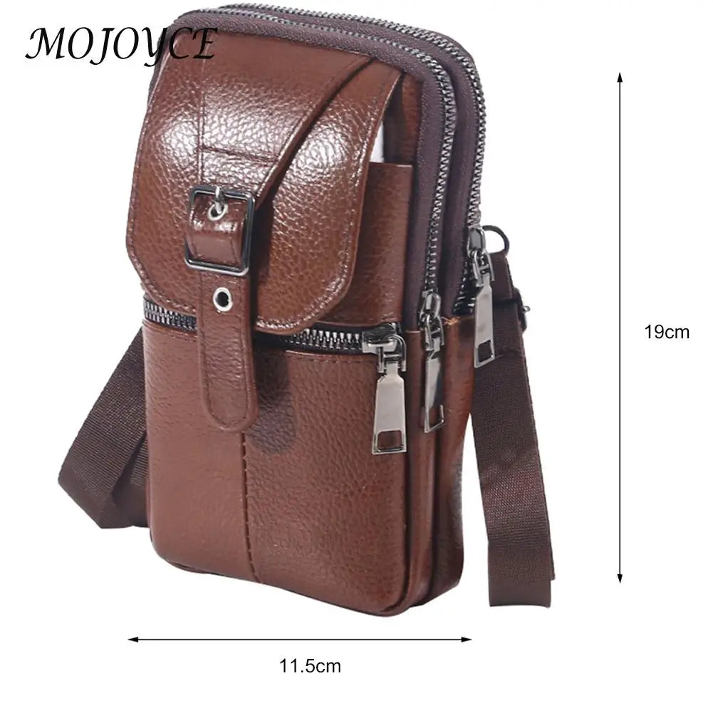 Vintage Men Waist Fanny Pack Cowhide Leather Shoulder Crossbody Bag