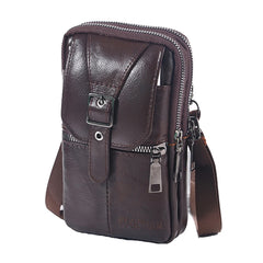 Vintage Men Waist Fanny Pack Cowhide Leather Shoulder Crossbody Bag