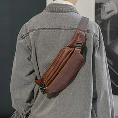 Vintage Leather Waist Bag Men Fanny Pack Belt Bag Travel Chest