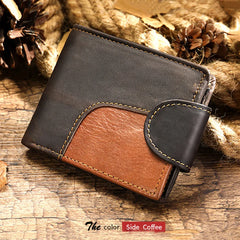 Vintage Leather Patchwork Men Wallet with Multi-card Slots