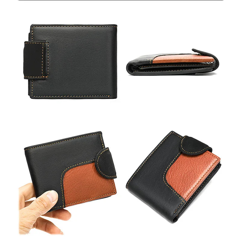 Vintage Leather Patchwork Men Wallet with Multi-card Slots