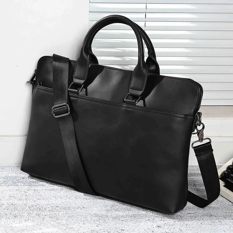 Vintage Men's Briefcase Laptop Handbag Business Tote Waterproof Leather Bag