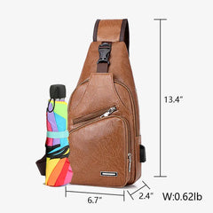 Vintage Mens PU Leather Shoulder Bags Travel Storage Bag Male Chest Pack