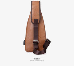 Vintage Mens PU Leather Shoulder Bags Travel Storage Bag Male Chest Pack