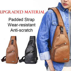 Vintage Mens PU Leather Shoulder Bags Travel Storage Bag Male Chest Pack