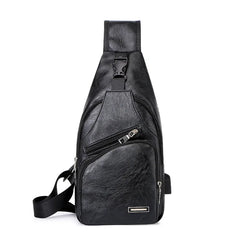 Vintage Mens PU Leather Shoulder Bags Travel Storage Bag Male Chest Pack
