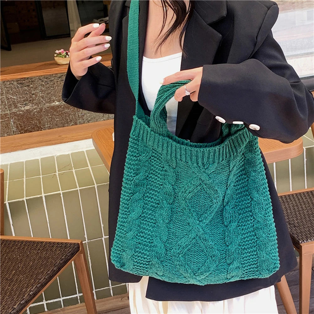 Vintage Knitted Messenger Bag Large Capacity Crossbody Handbag