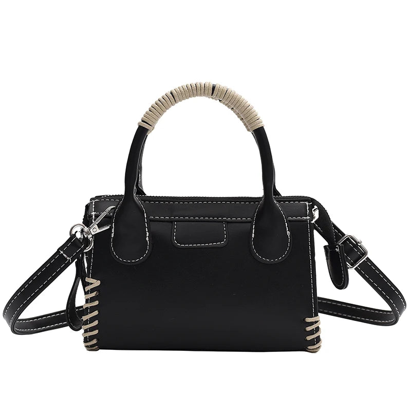 Vintage Mini Top Handle Crossbody Bag for Women - Winter PU Leather Handbag
