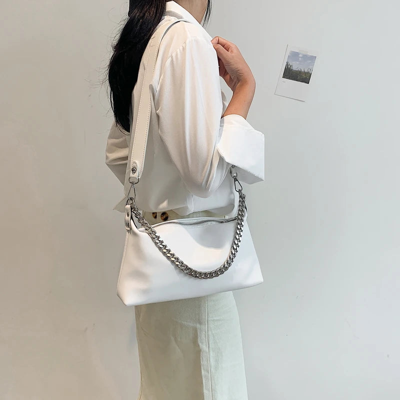 Vintage Minimalist Women Shoulder Bag Soft Leather Crossbody Messenger Bag