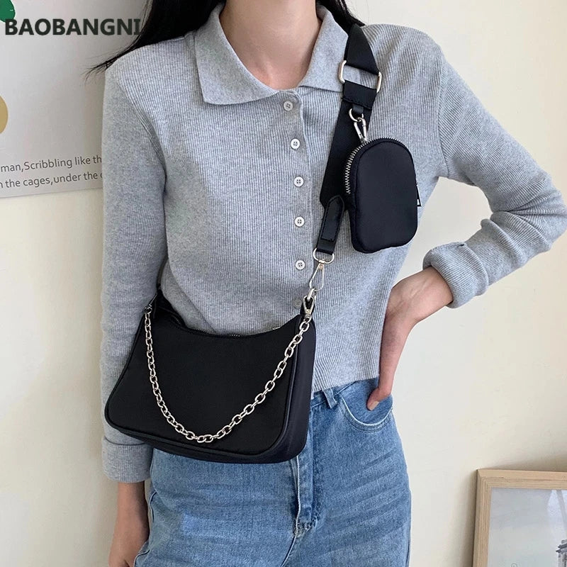 Vintage Nylon Crossbody Bag Women Sport Messenger