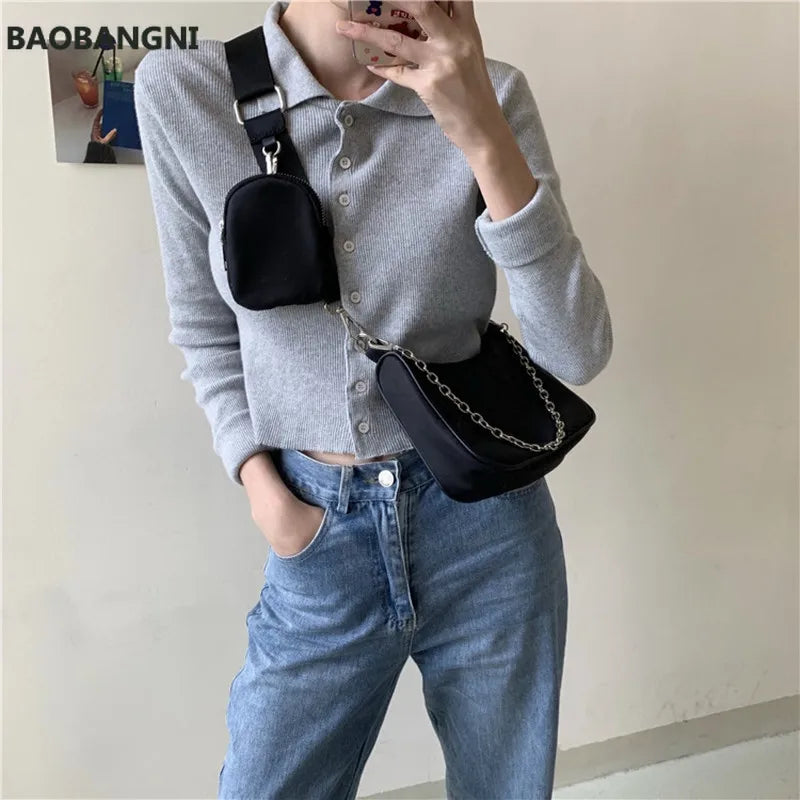 Vintage Nylon Crossbody Bag Women Sport Messenger