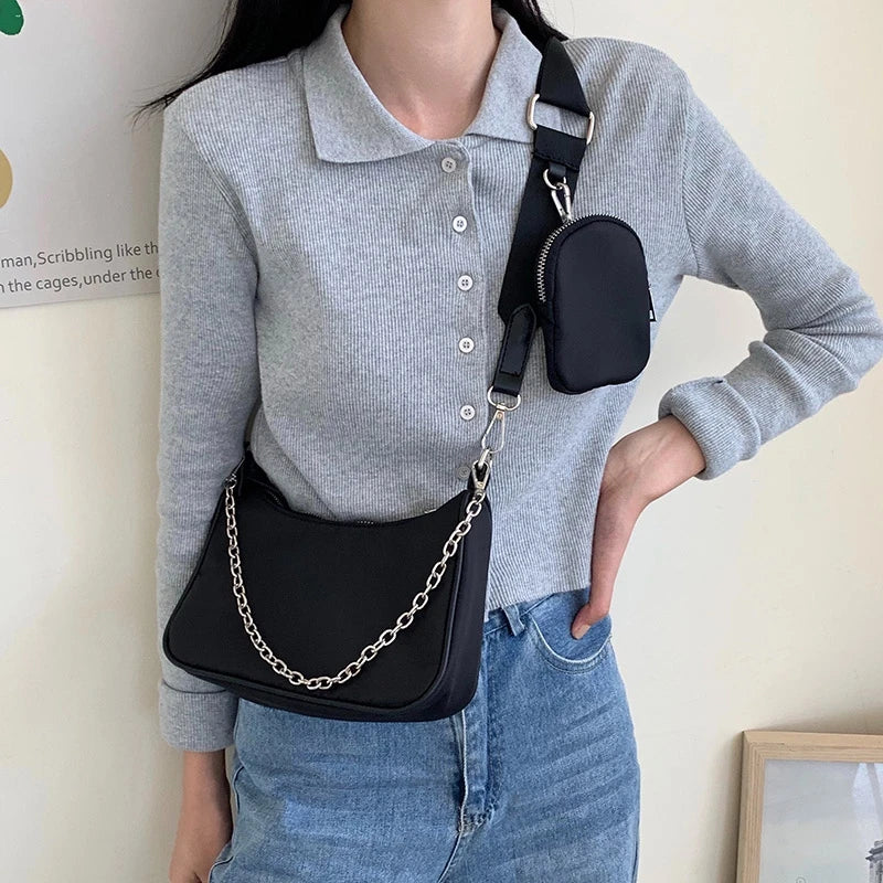 Vintage Nylon Crossbody Bag Women Sport Shoulder Messenger Bags