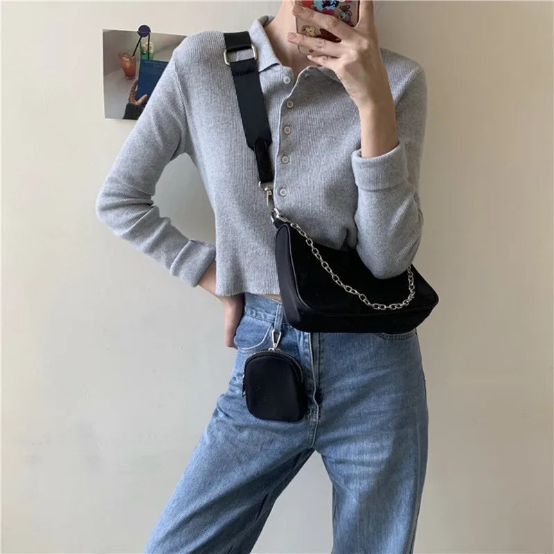Vintage Nylon Crossbody Bag Women Sport Shoulder Messenger Bags