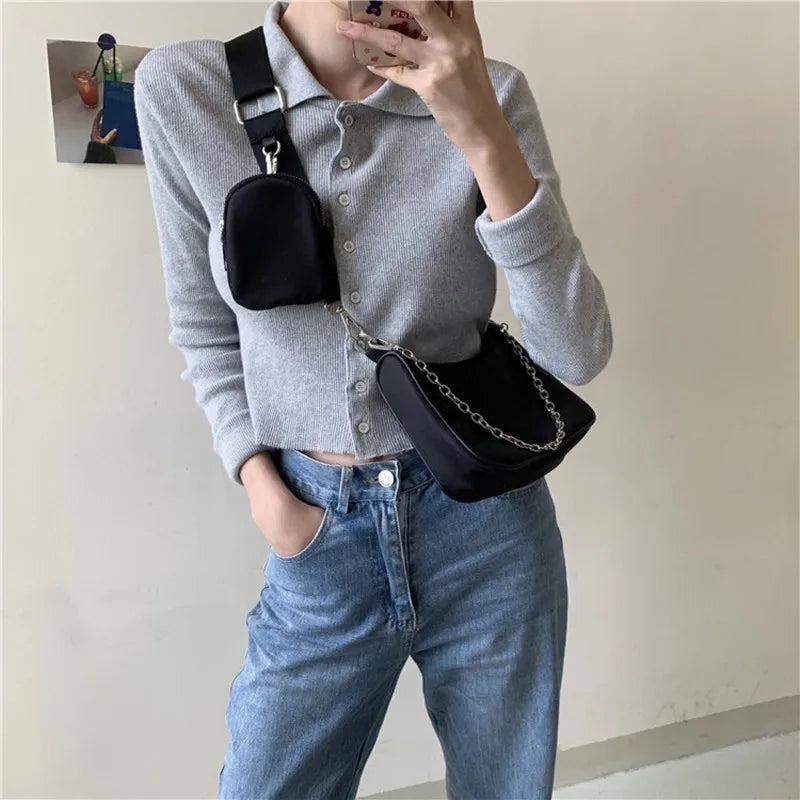 Vintage Nylon Crossbody Bag Women Sport Shoulder Messenger Bags