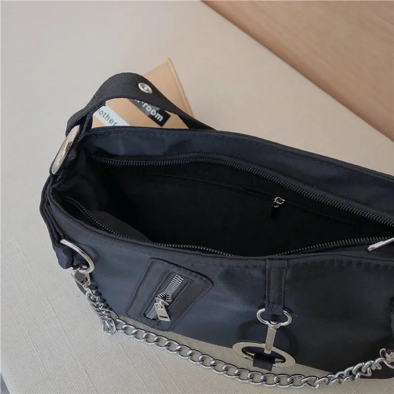 Vintage Nylon Chain Crossbody Bag Women Sport Shoulder Messenger