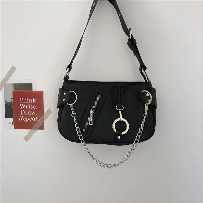 Vintage Nylon Chain Crossbody Bag Women Sport Shoulder Messenger Bags