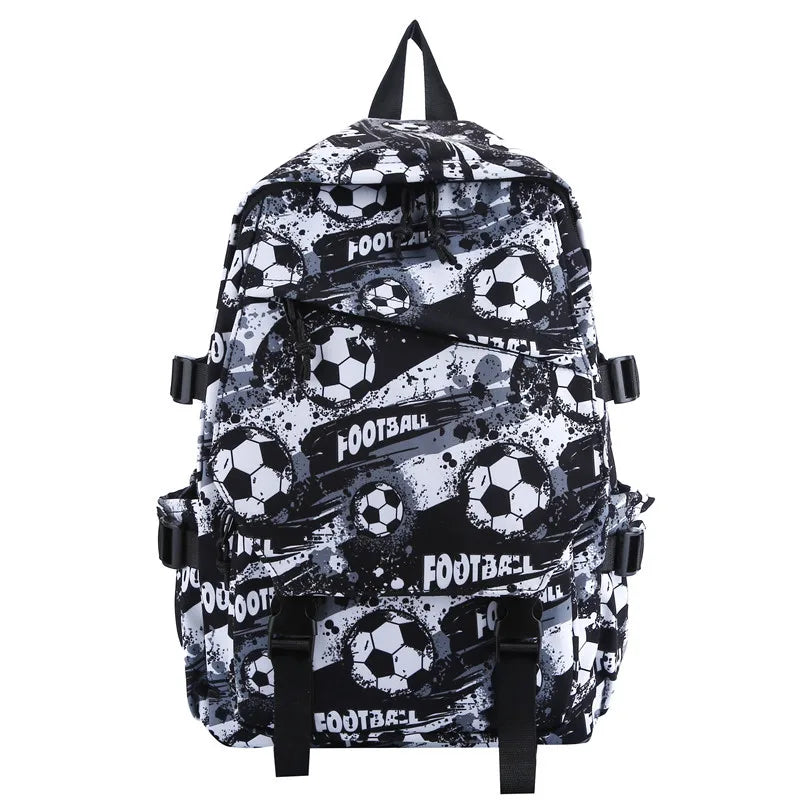 Vintage Nylon Football Print Backpack Large Capacity Travel Backpacks