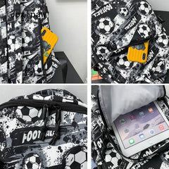 Vintage Nylon Football Print Backpack Large Capacity Travel Backpacks