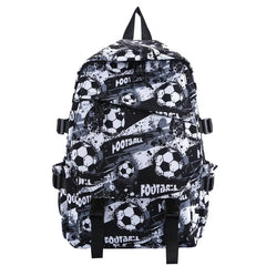 Vintage Nylon Football Print Backpack Large Capacity Travel Backpacks