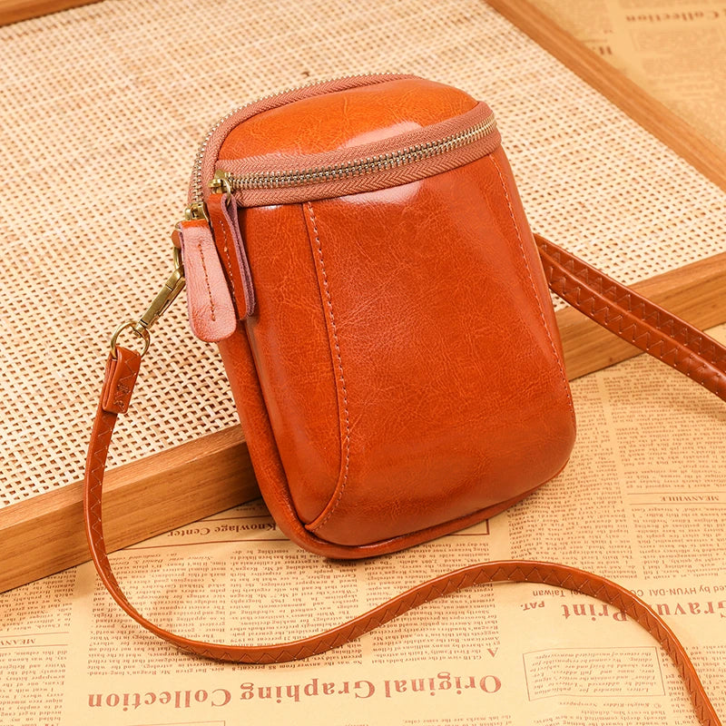 Vintage Oil Wax Leather Women's Crossbody Bag